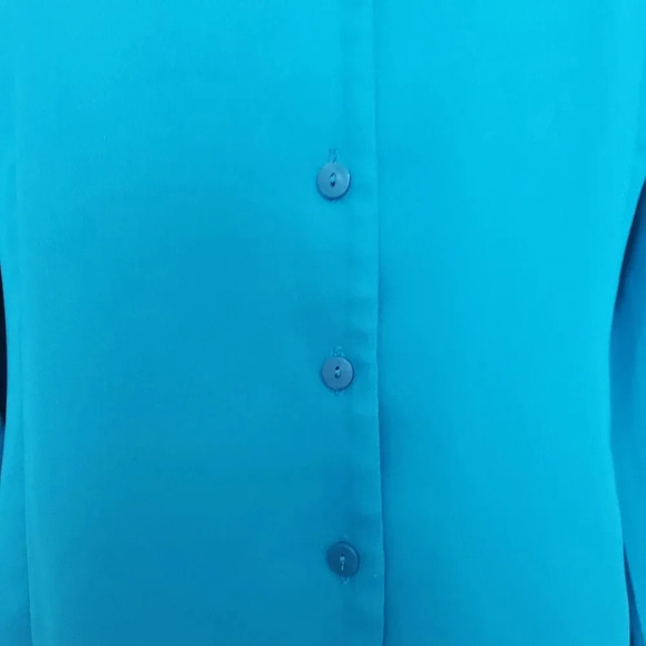 Liz Baker Vintage Blue Button Down  Shirt - Picture 9 of 11